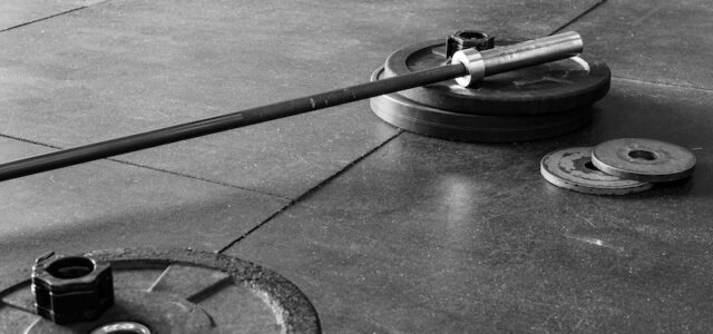 weights sitting on gym floor
